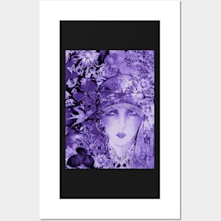 LAVENDER ART DECO FLORAL FLAPPER ART POSTER COLLAGE Posters and Art